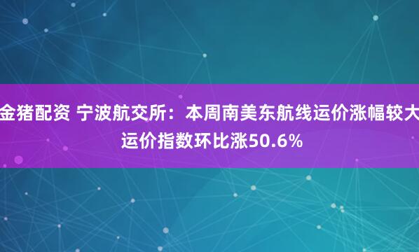 金猪配资 宁波航交所：本周南美东航线运价涨幅较大 运价指数环比涨50.6%