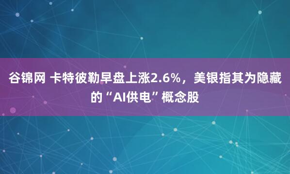 谷锦网 卡特彼勒早盘上涨2.6%，美银指其为隐藏的“AI供电”概念股